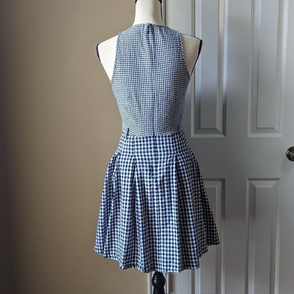 MICHAEL Michael Kors size 2 blue white gingham print sundress with belt loops - Picture 4 of 10